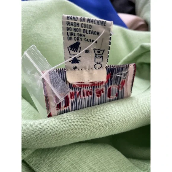 NWT Denim & Co Womens 1X Pants Suit Linen Blend Lime Green Safari Tunic Pockets - Picture 15 of 16